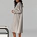 Women's Cozy Plush Nightdress Bowknot Crew Neck Front Slit Casual Solid Lightweight Nightgown Loose Fit Fashion Dress Gray-L
