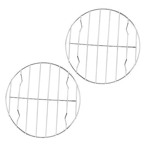 Cabilock 2 Piezas Plancha De Acero Inoxidable Sartén Para Asar Asado Olla Caliente Eléctrica Cesta Bandeja Tostadora Rallar Carne Reja Parrilla Parilla Interrogatorio Intenso Tocino Silver