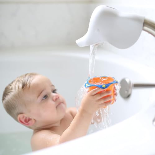 Image of Nuby Safety Bathtub Spout Guard with Top Opening for Diverter- Elephant | Top Opening for Diverter