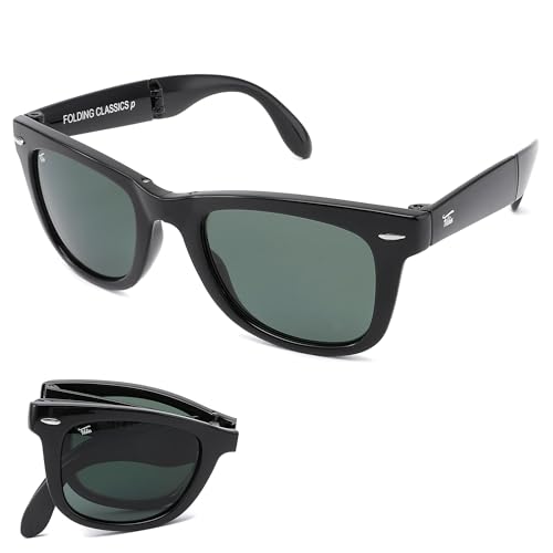 Foldies Classic Folding Sunglasses Polarized UV400 UVA UVB Protection for Men Women Folding Sunglasses Leather Case