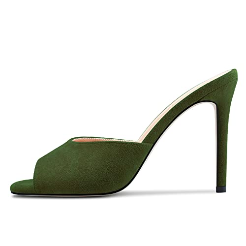 Image of TNYNFBEB Women Stiletto High Heel Peep Open Toe Sandals Slingback Slip-on Wedding Office Cute Basic Classic 3.9 Inches Heels