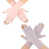 2 Pairs Sunblock Fingerless Gloves, Sun UV Protection Gloves for Women, Sunscreen Fingerless Glove for Driving and Outdoor Sport, Summer Outdoor Glove, Touchscreen Fingerless-Mittens (Pink, Purple)