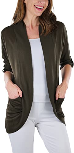 Image of ToBeInStyle Womens Open Front Casual Shrug Lightweight Layering Cardigan Sleeveless or Short Sleeve