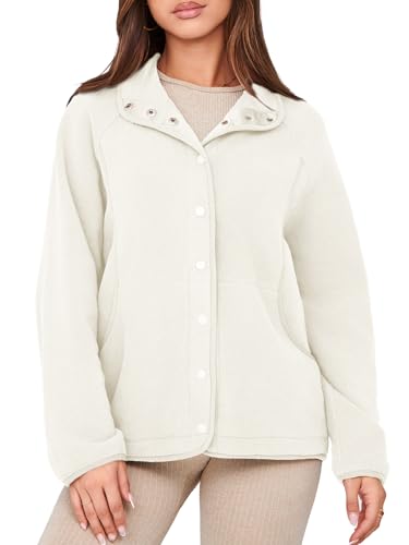 Glamaker women's Fleece Sherpa Jacket Winter Coats Long Sleeve Casual Button Fuzzy Cropped Sweatshirt Outerwear With Pockets2