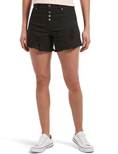 HUE Women's Ultra Soft Denim High Waist Shorts, Black, Large