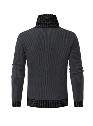 yoeasy Men's Turtleneck Zipper Twisted Knitted Pullover Sweater Slim Fit Ribbed Long Sleeve Sweater Tops2