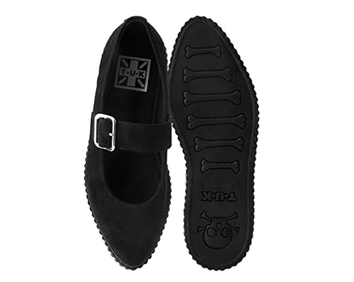 T.U.K. Shoes Black Vegan Faux Suede Pointed Buckle Strap Mary Janes for Women3
