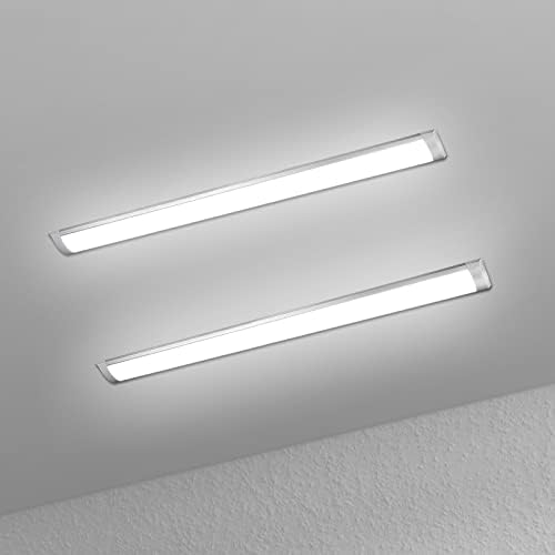 muzha 2 Packs LED Batten Lights 3FT 20W 4000k Daylight,Low Profile Wall or Ceiling Surface Mounted Fitting for Home/Workshop/Office/School Restaurant (3FT)