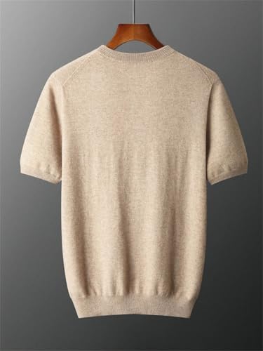 Mens Short Sleeve Pullover Sweater Round Neck Knitted Pullovers Casual Tops3