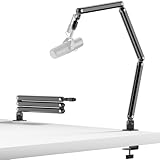 TODI Mic Arm, Microphone Arm 360° Rotatable, Storable Desk Microphone Stand Bear 3LB with Mount Clamp, Mic Stand Boom Arm with Cable Management with 3/8'' 5/8'' Interface for Live Streaming, Gaming