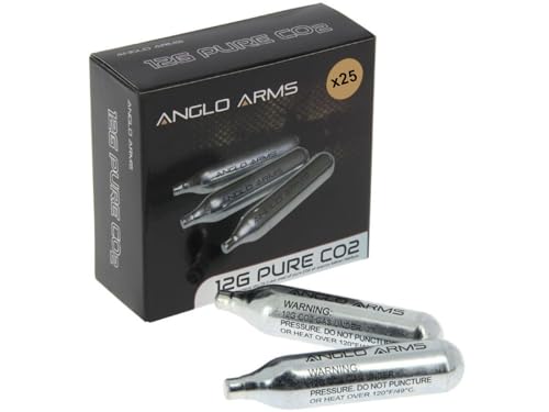 Anglo ARMS 12g Gram 25 CO2 Gas Capsule Cartridge Paintball Airsoft Rifle Pistol AirGuns (Pack 25)