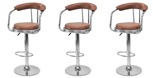GOYALSON Classic Height Adjustable and Revolving Bar Stool Kitchen Chair (3, Brown)