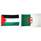 AZ FLAG Drapeau Palestine 90x60cm - Drapeau palestinien 60 x 90 cm - Drapeaux & Drapeau Algérie 90x60cm - Drapeau algérien 60 x 90 cm - Drapeaux