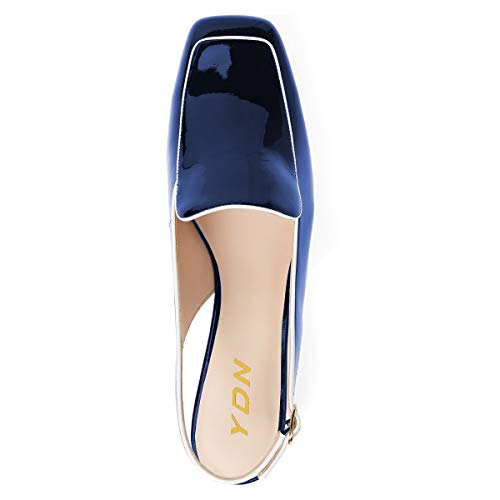 Image of YDN Women Closed Square Toe Block Low Heels Slingback Formal Loafer Dressy Shoes Office Lady Pump Size 4-15 US