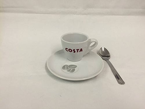 Costa Coffee Espresso Cup with Saucer and Spoon Single 85ml
