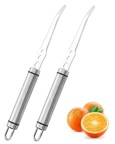 WUNZILO 2 pcs Grapefruitmesser, gebogenes Obstmesser aus Edelstahl mit Wellenschliff, Küchenmesser, Grapefruitschäler