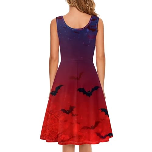 Image of TOADDITDO Women's Sleeveless O Neck Beach A-Line Party Coctail Tank Dresses Flared Sundress