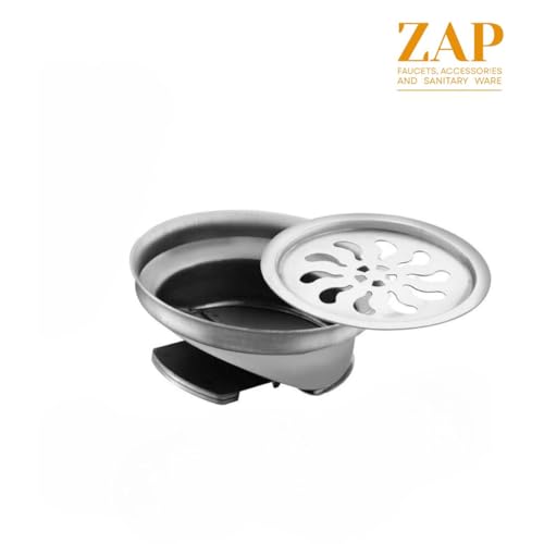 Image of ZAP 6 inch x 6 inch SS 304 Tile & Marble Insert Floor Drain with Cockroach Trap | Stainless Steel Bathroom & Kitchen Drain | Chrome Finish Waste Water Grating