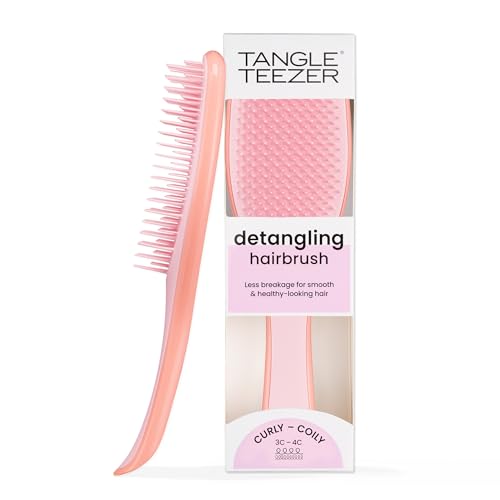 Tangle Teezer Cepillo Ultimate Detangler para Cabello Rizado Natural - Cepillo Desenredante Cabello Rizado 3C-4C - Púas de Doble Altura para Definir Rizos y Reducir el Encrespamiento - Mango y Rosa