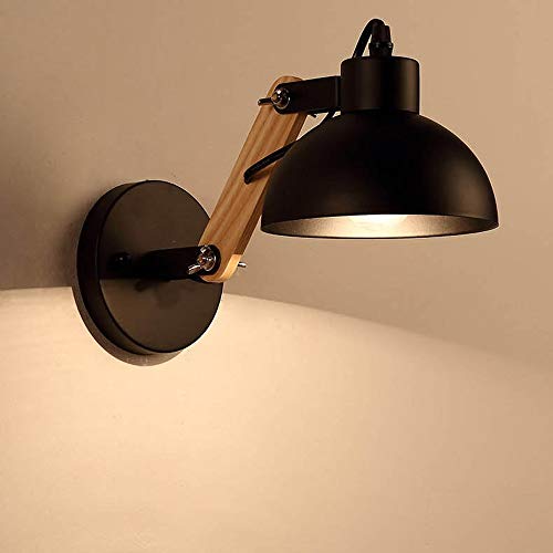 Lámpara de pared, apliques de pared industriales modernos, apliques de pared de simplicidad nórdica, lámparas de pasillo de hierro forjado Macaron, soporte de madera, luces de pasillo de hot