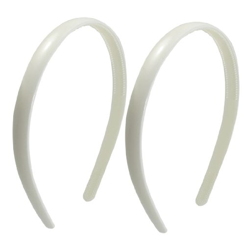 uxcell 2 Pcs White Plastic 1.2cm Wide Teeth Accent Head Band Hair Hoop for