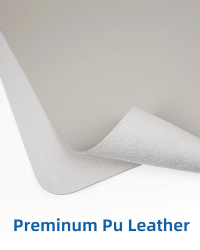 Image of Leather Desk Pad Blotter,Mouse Pad,Office Desk Mat, Non-Slip PU Leather Desk mat,Large Desk mat,Waterproof Keyboard mat for Office /Home /Decor (Light Grye,35 inch x 17 inch)