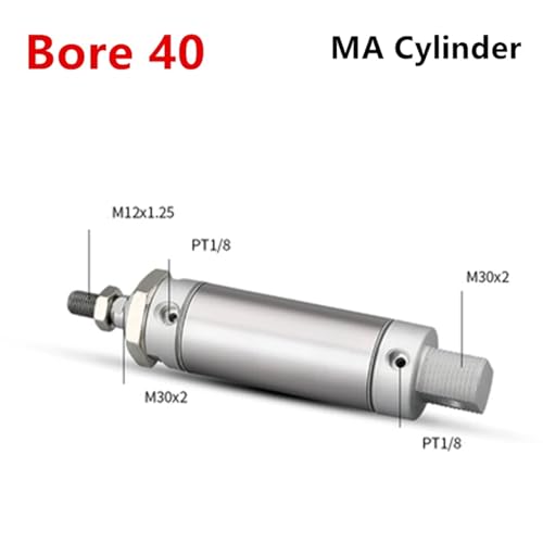 Mini cilindro MA Bore 40 MA40x25-S MA40x50-S de vástago inoxidable resistente 3