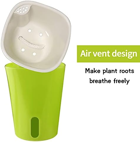 WEYHTF 9.5cm Self Watering Plant Pot 8 Sets,Plastic Plant Pots,Self-Aerating Planter Pots Indoor,Plastic Flower Pots Indoor,Planters with Drainage Maintains Healthy Roots,Windowsill Planter