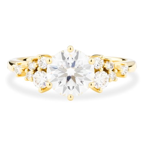 1CT Solitaire Moissanite Rings, 925 Sterling Silver Round Cut Engagement Ring for Women Wedding Bands Promise Rings Ideal Gift for Her