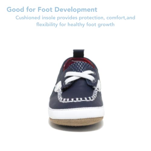 Robeez First Kicks Baby Boy and Unisex Shoes and Sandals for Infant/Toddlers - Skipper Navy - 3-6 Months3