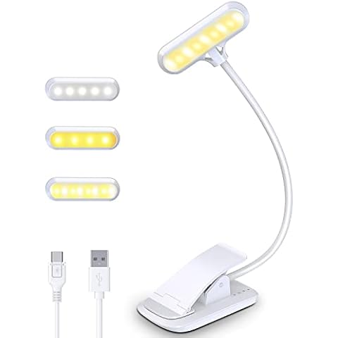 Rolgno Reading Light, 9 LED Book Light with 3 Levels and Touch Switch(Long Press to Adjust Brightness), USB Rechargeable Eye Care Reading Lamp, Flexible Clip on Light for Desk, Table, Bookworms, Kids Cover