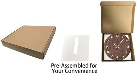 Miniatura 6 de Reloj de pared marrón de 10 pulgadas redondo de madera retro silencioso sin tictac funciona con pilas para baño, cocina, dormitorio, sala de estar,