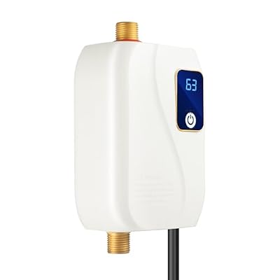Tankless Electric Water Heater, 3000W 110V Under Sink Instant Hot Water, Mini RV On Demand for Shower, Kitchen Bathroom (White)