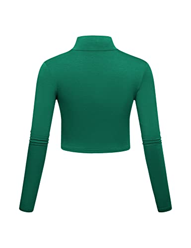 Image of Kindcall Lightweight Mock Turtleneck Crop Tops Long Sleeve Casual Base Layer for Women