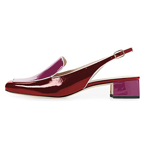 Image of YDN Women Closed Square Toe Block Low Heels Slingback Formal Loafer Dressy Shoes Office Lady Pump Size 4-15 US