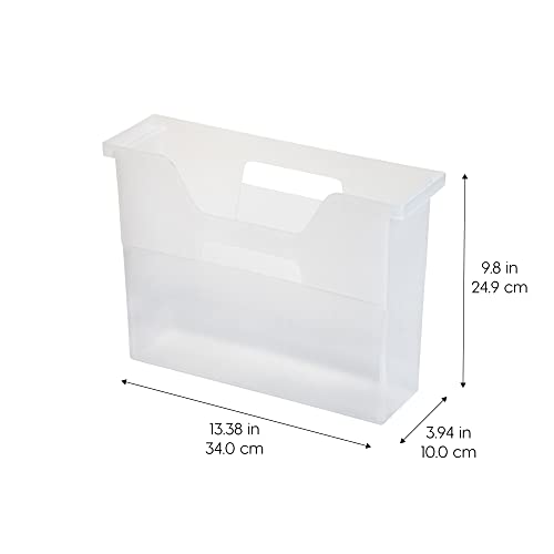 Image of IRIS USA 6-Pack Small Desktop File Box with Open Lid, Clear | Organize paperwork, mail, magazines, and office supplies with portable storage for desks, classrooms, and home workspaces