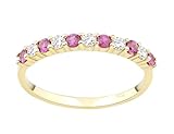 Old English Jewellers 9ct Yellow Gold Ruby Eternity Band Ring - size J K L M N O P Q R S (L)