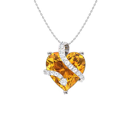 Diamondere Natural and Certified Heart Cut Gemstone and Diamond Wrap Heart Petite Necklace in 14k Solid Gold | 1.68 Carat Pendant with 18 Inch Chain Valentine's Day gift for her