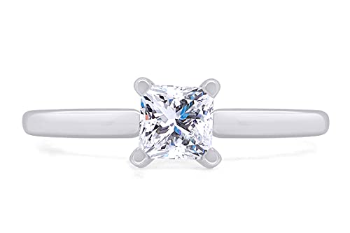 Jewel Zone US Princess Cut White Cubic Zirconia Anniversary Solitaire Ring in 14k Gold Over Sterling Silver (0.75 Carat)2