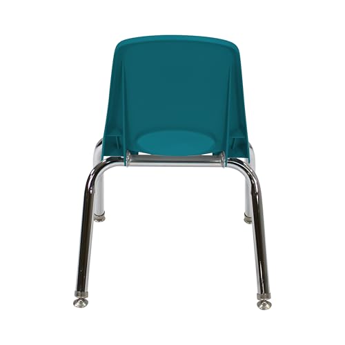 Image of FDP 12 inch School Stack Chair,Stacking Student Seat with Chromed Steel Legs and Swivel Glides for Classroom, Homeschool or Learning Space - Teal, 11556-TL