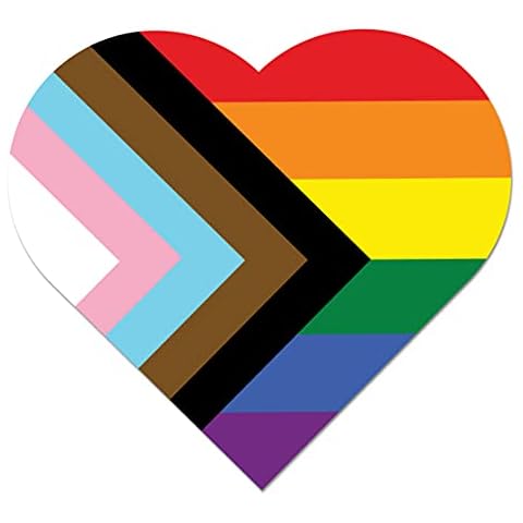 Applicable Pun Heart Progress Pride Flag LGBTQ POC Transgender Flag - Vinyl Decal Sticker 2 inch (2 Pack) Cover