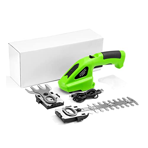 LBNVBC Cortasetos eléctrico 2 en 1, Cortador de setos inalámbrico de 3,6 V, cortacésped portátil con una Sola Mano, cortacésped de jardín