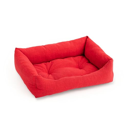 Natural Exit Cuccetta rettangolare Per Cani e Gatti, Cuccia Per Cani e Gatti Da Interno Imbottita e Morbida, Facile Da Pulire, Varie Dimensioni e Colori (Rosso, 60x45x10)