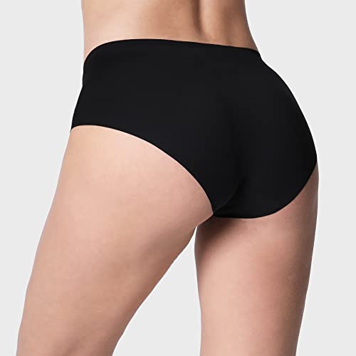 Wander Womens Seamless Underwear 3-Pack Pure Invisible Breathable Brief Ladies Stretch Hipster Panties（Black*3, Medium） #TOP3