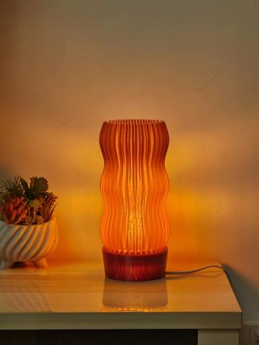 Generic Wavy X Amber Table Lamp_3D Printed With 99% Recycled Plastic cover