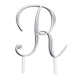 Lillian Rose Silver Rhinestone, Monogram Cake Topper Letter R