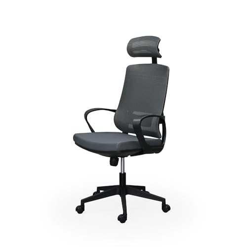 Image of Royaloak Tivoli Italian Office Chair with Revolving Base Nylon Mesh | Adjustable Headrest | Seat Tilt Lock Paddle | Nylon Base | Ergonomic Office Chair |High Back Office Chair |