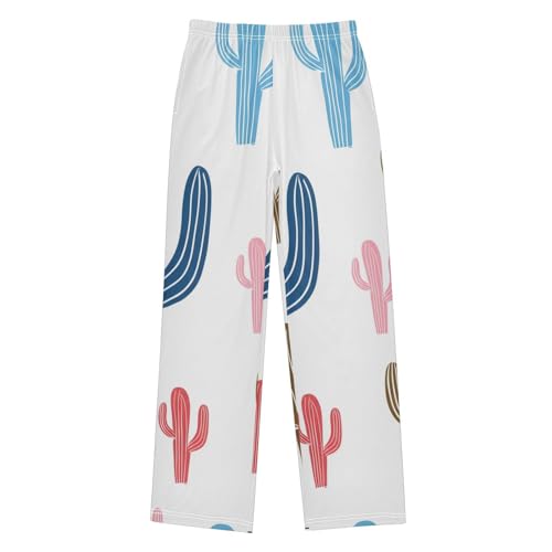 J JOYSAY Various Cactus Plant White Pajamas Pants Soft Long Pajama Bottoms Lounge Sleep Pants Size S-XL