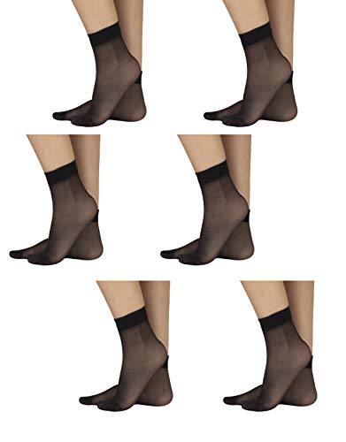 CALZITALY 6 Paires de Chaussettes Voile en Lycra | Socquettes Femme Transparentes Elastiques | Noir, Naturel | 18 DEN | Made in Italy (Taille Unique, Noir)