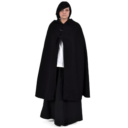 Mittelalter Umhang Damen Kapuze Knebelverschluss warm u wasserabweisend schwarz - 2
